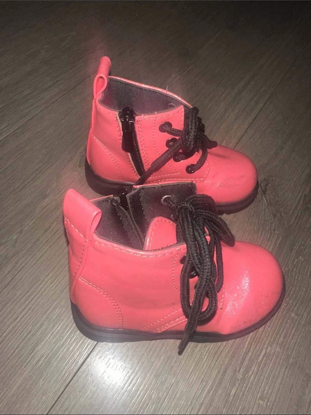 Kids Pink Lace-Up Ankle Boots